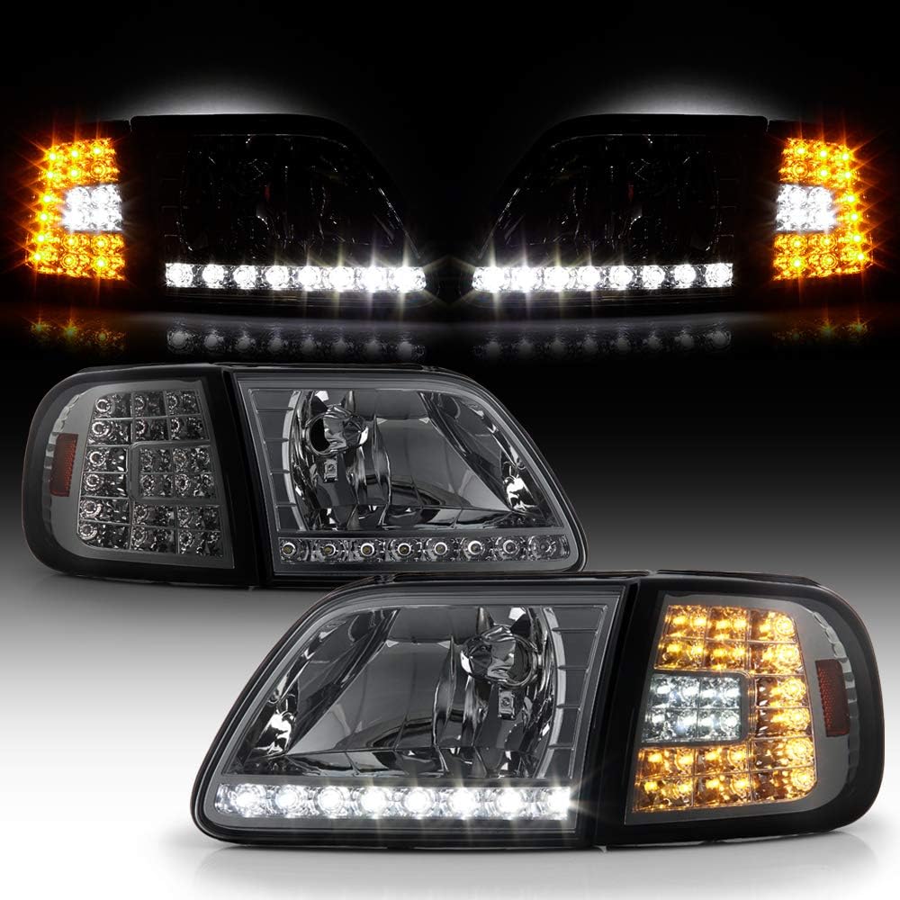 Smoked LED Strip DRL Headlights and LED Corner Lights Q44161