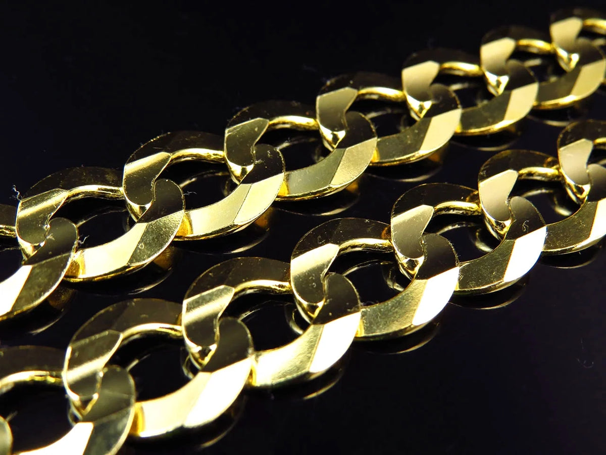 10K Yellow Gold Curb Link Chain Necklace 20-30" 13MM H790274