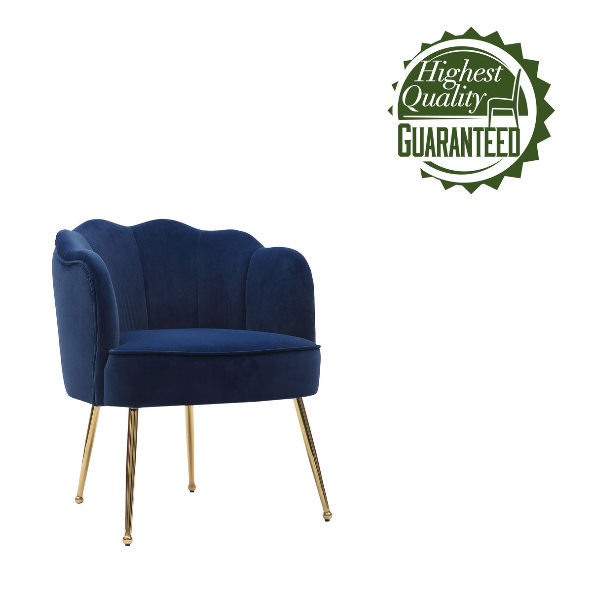 Blue Velvet Accent Chair with Gold Metal Legs R928