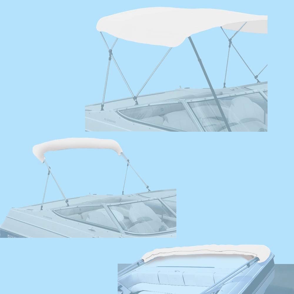 Beige 3 Bow 72 L 54-60 W Canvas Bimini Top Boat Cover G690