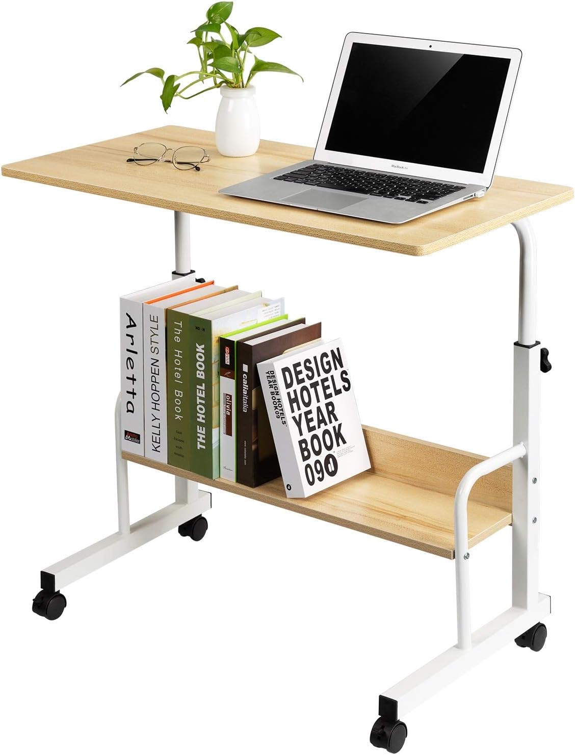 Oak Mobile Side Table with Wheels T67562