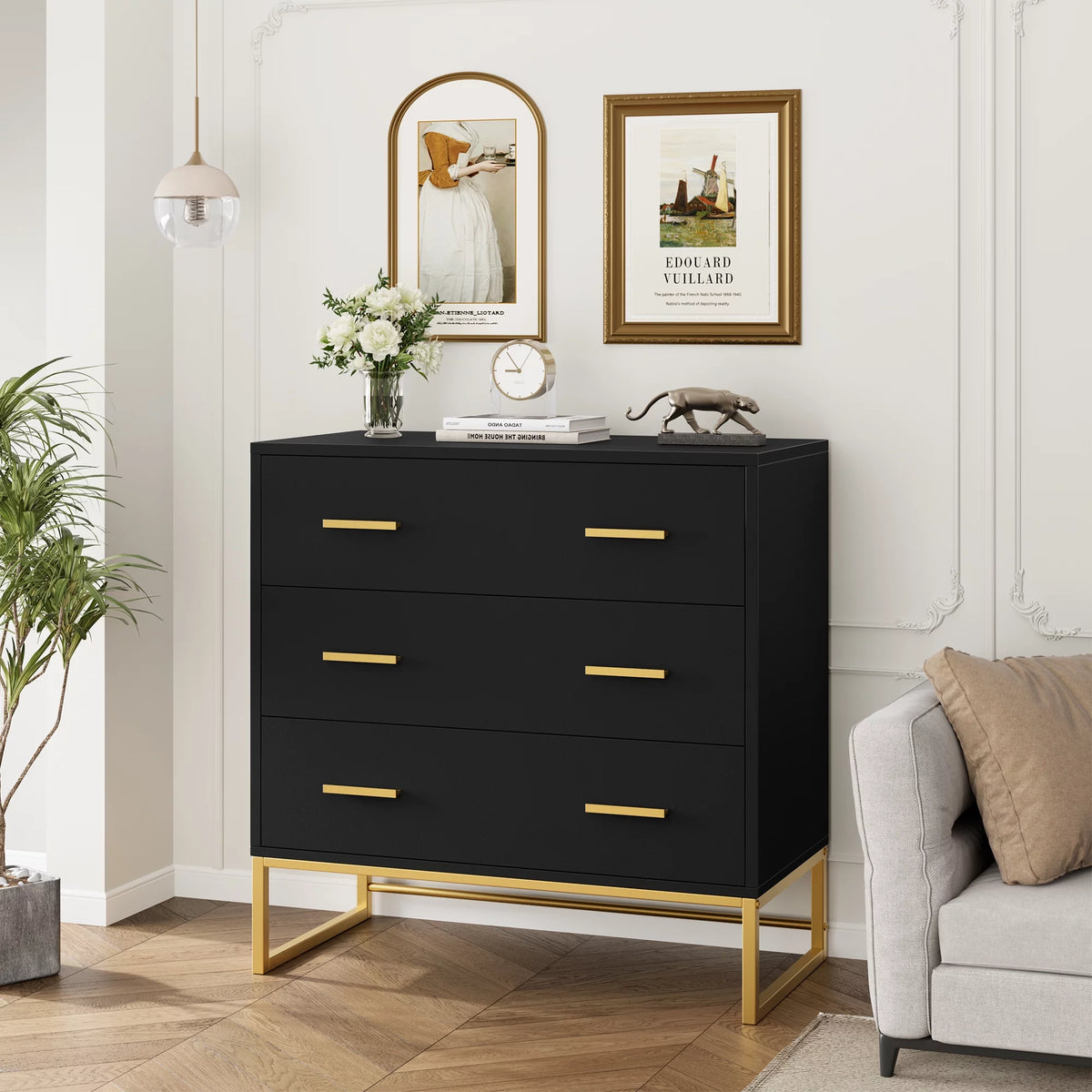 White 3 Drawer Wood Dresser I922391