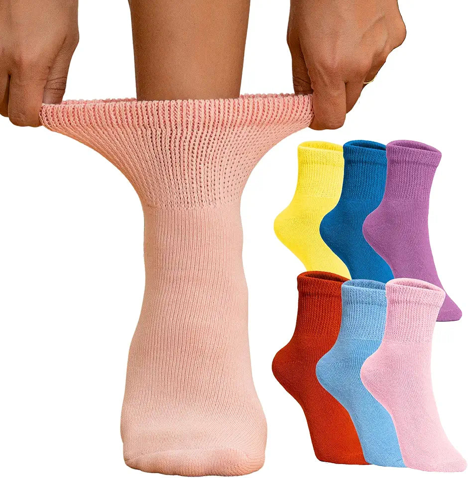 6 Pairs Non-Binding Moisture-Wicking Cotton Ankle Socks O2009