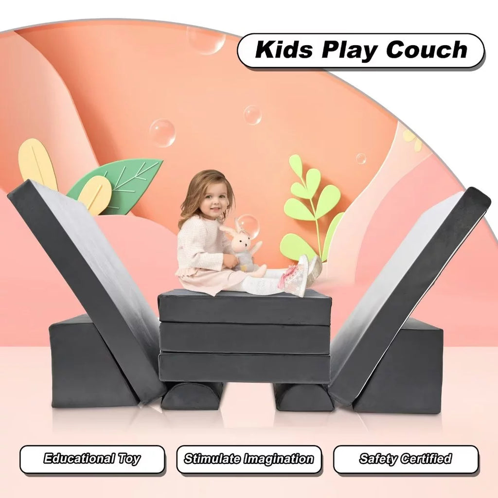 Gray 10 Pcs Kids Play Sofa X86068