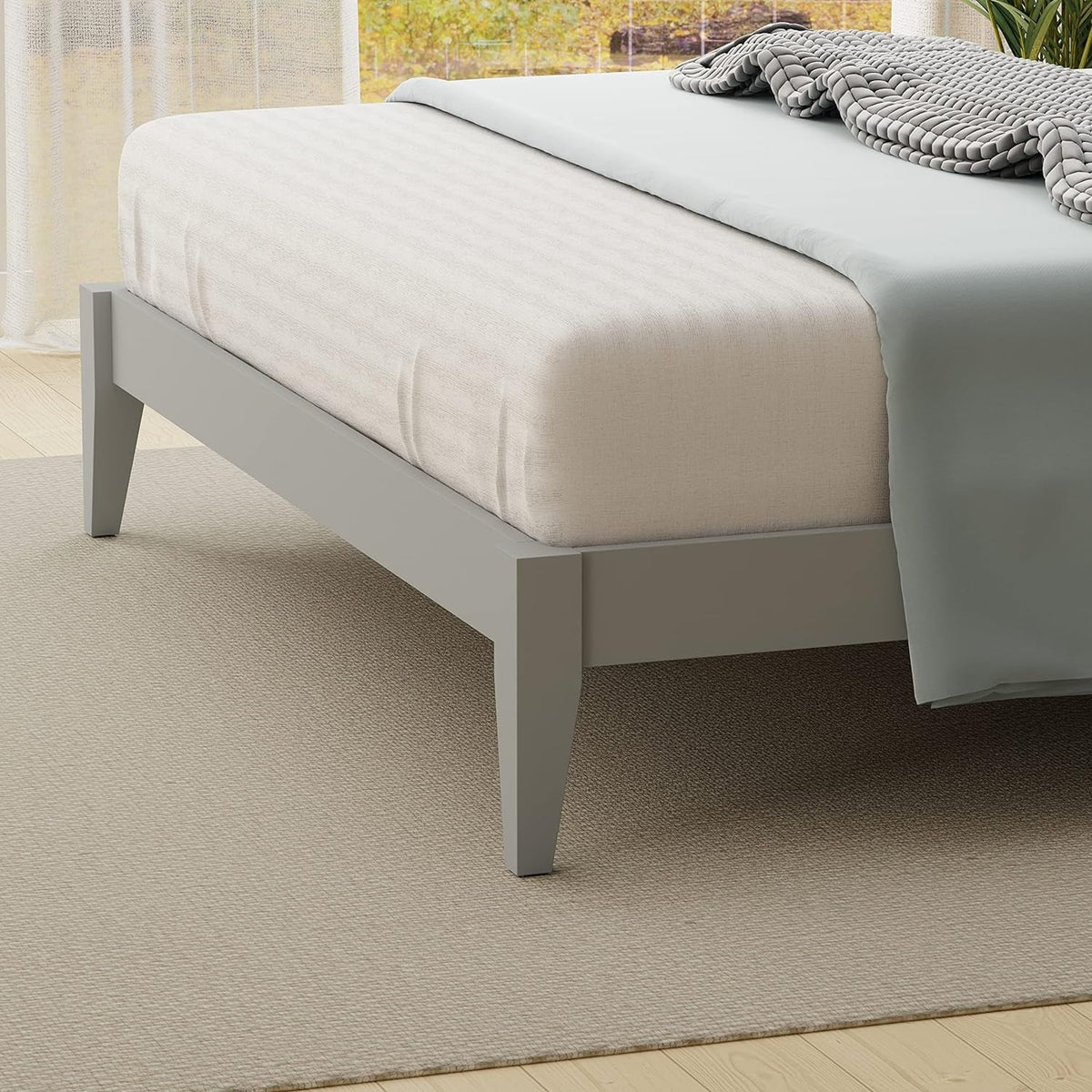Solid Wood Platform Bed Y513734
