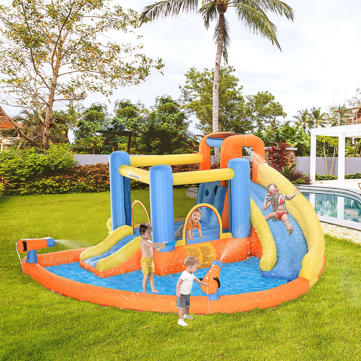 5 in 1 Inflatable Water Park Bounce House with Blower K695536