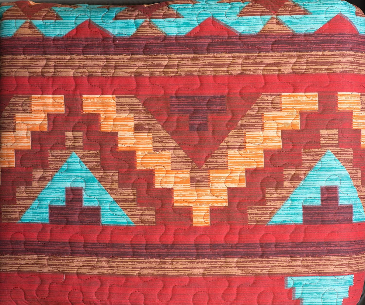 6 Piece King Bedding Quilt Bedspread And Fitted Sheet Set In Turquoise Red Orange Brown P7960