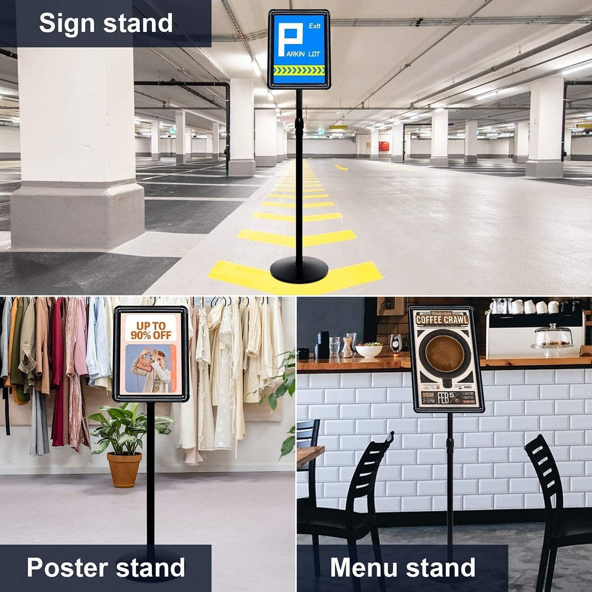 Heavy Duty Floor Standing Sign Holder with Cast Iron Base W43221