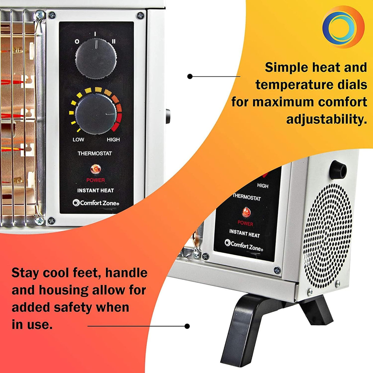 1500 Watt Portable Electric Radiant Space Heater, White, Pack of 2 F919