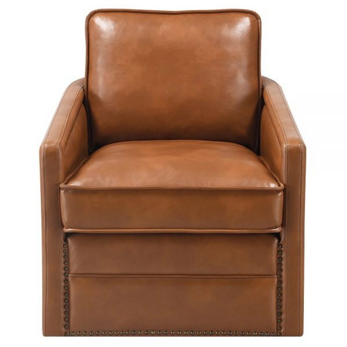 Brown Faux Leather Swivel Accent Chair C993