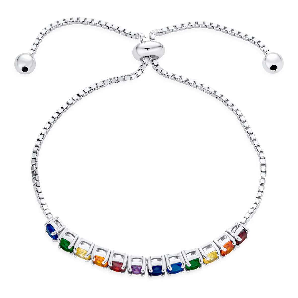Multicolor CZ Tennis Bracelet Sterling Silver W4941