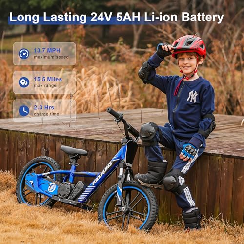 Lightweight 170W Electric Dirt Bike for Kids, Adjustable Seat, 12Inch Off Road Tires, Red P1328