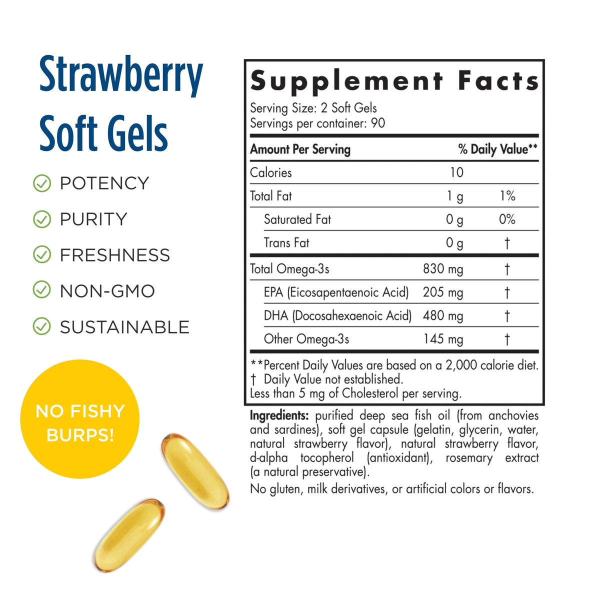 DHA Strawberry Fish Oil Softgels 180 Ct D80058