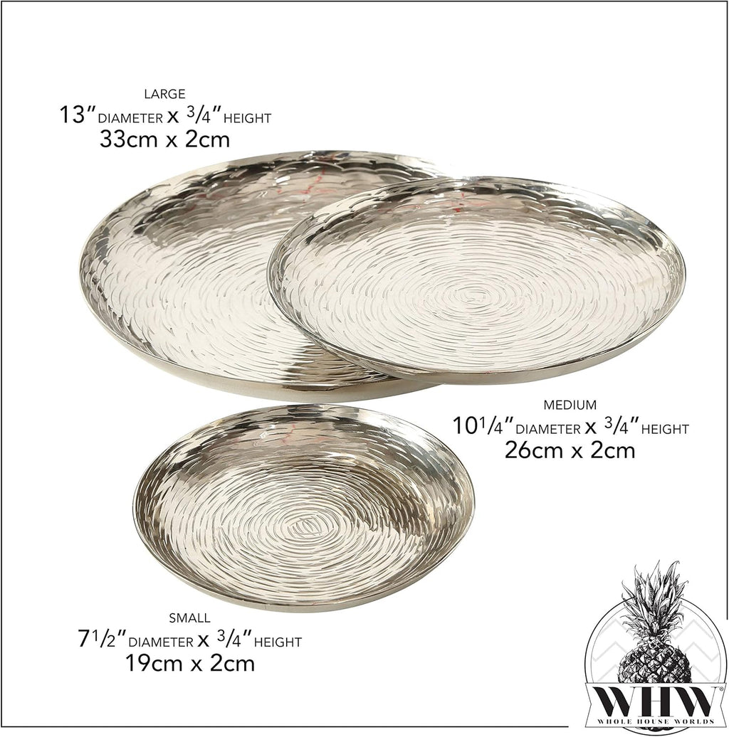 Silver Vanity Trays, Set of 3, Hand Cast Aluminum I669