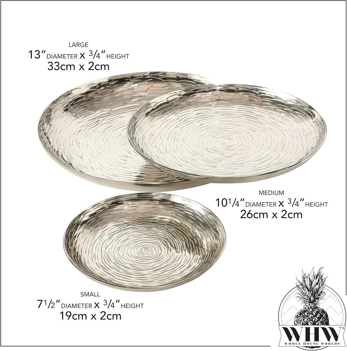 Silver Vanity Trays, Set of 3, Hand Cast Aluminum I669