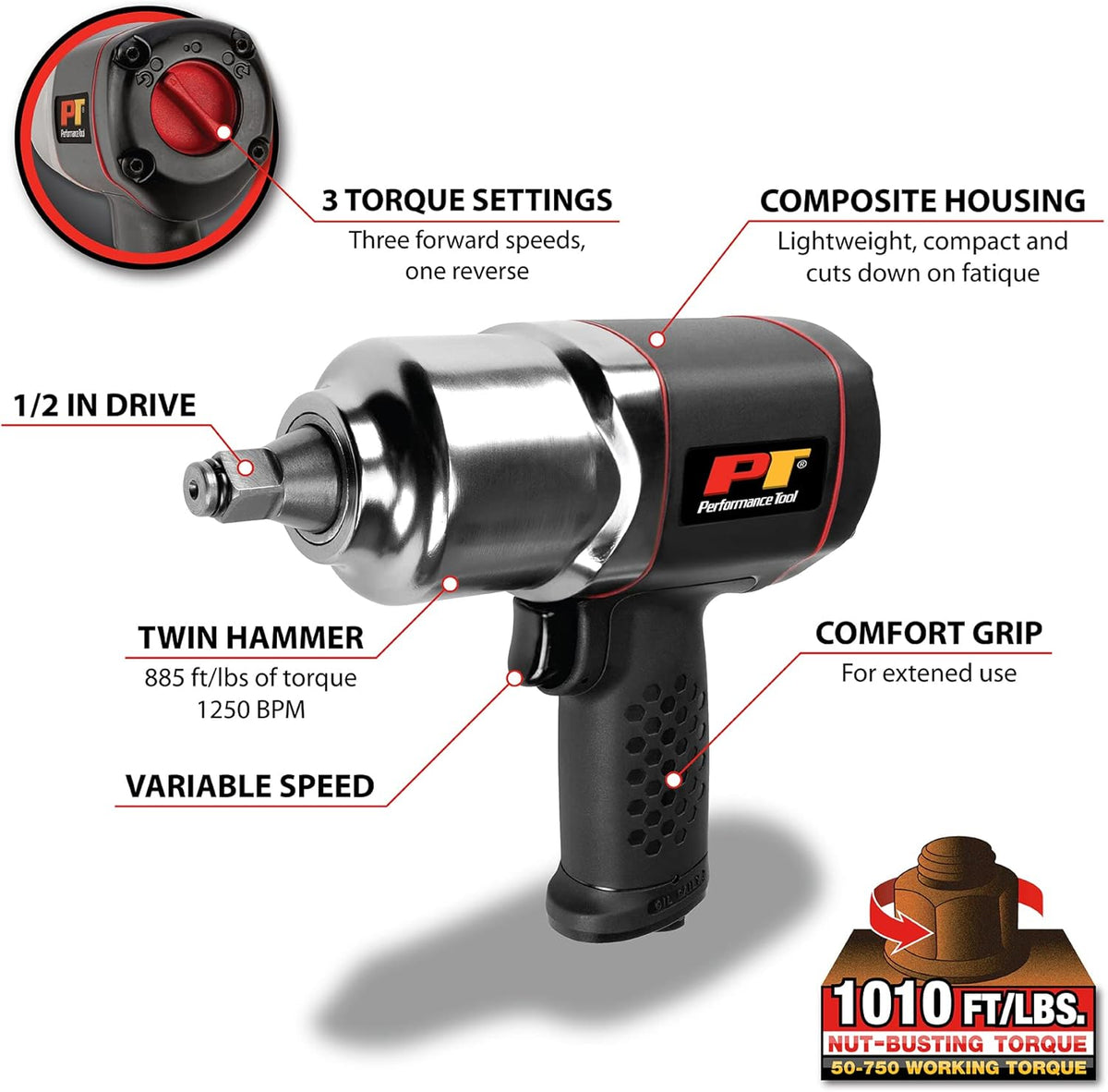 3/8-Inch Drive Butterfly Impact Wrench, Black, Pack of 2 R32258