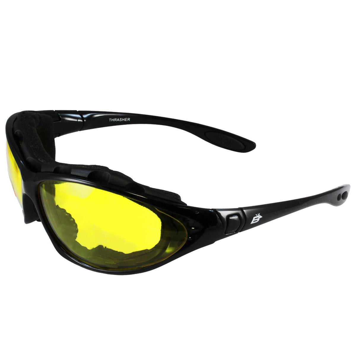2 Pairs Padded Motorcycle Glasses Convertible to Goggles Shatterproof UV400 Black I85376