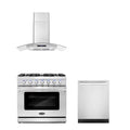 3 Piece Kitchen Appliance Package with Gas Range Range Hood and Dishwasher P402490