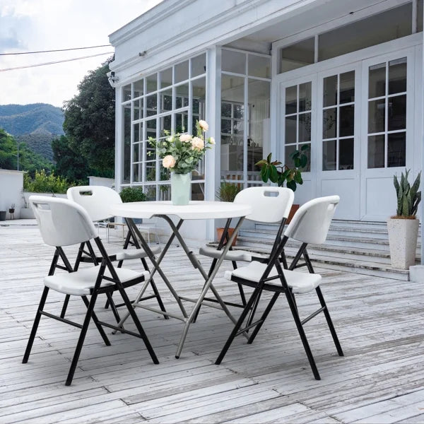 4 Pack White Plastic Folding Chairs B990