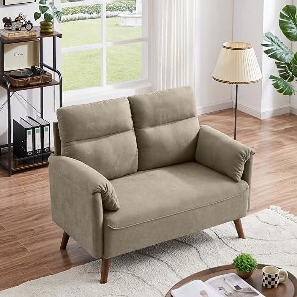 50.6" Small Loveseat Sofa with Back Cushions and Wood Legs Z857