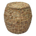 Beige Wicker Rattan Storage Ottoman Basket with Lid R754133