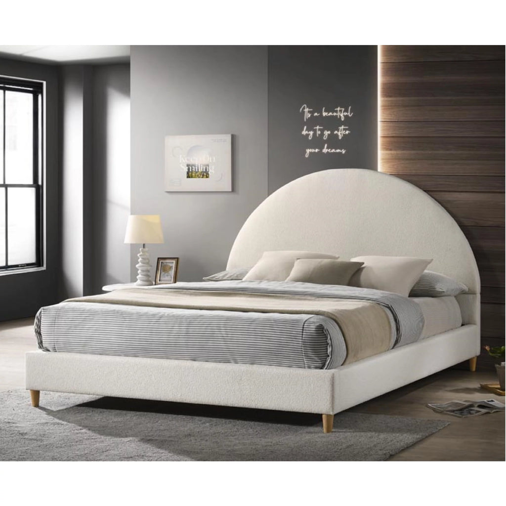 Queen Boucle Arched Headboard Platform Bed L658366