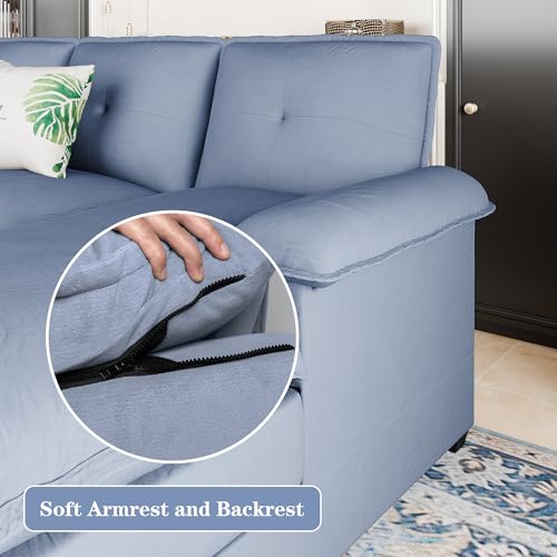 Blue U-Shaped Sectional Sofa with Double Chaise Q7626