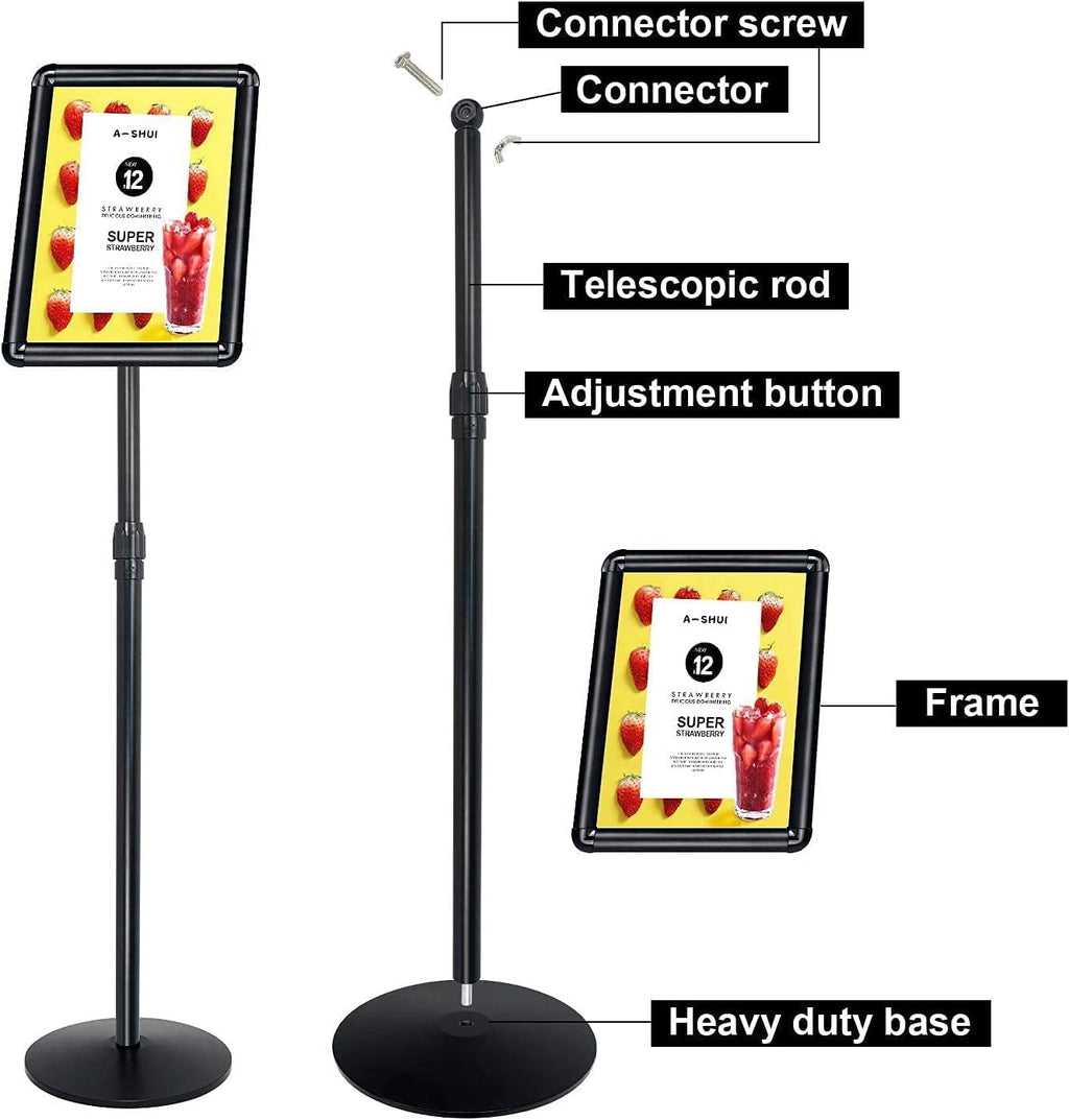 Heavy Duty Floor Standing Sign Holder with Cast Iron Base W43221