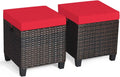 2 Pieces All Weather Rattan Wicker Outdoor Ottoman with Removable Cushions H8839