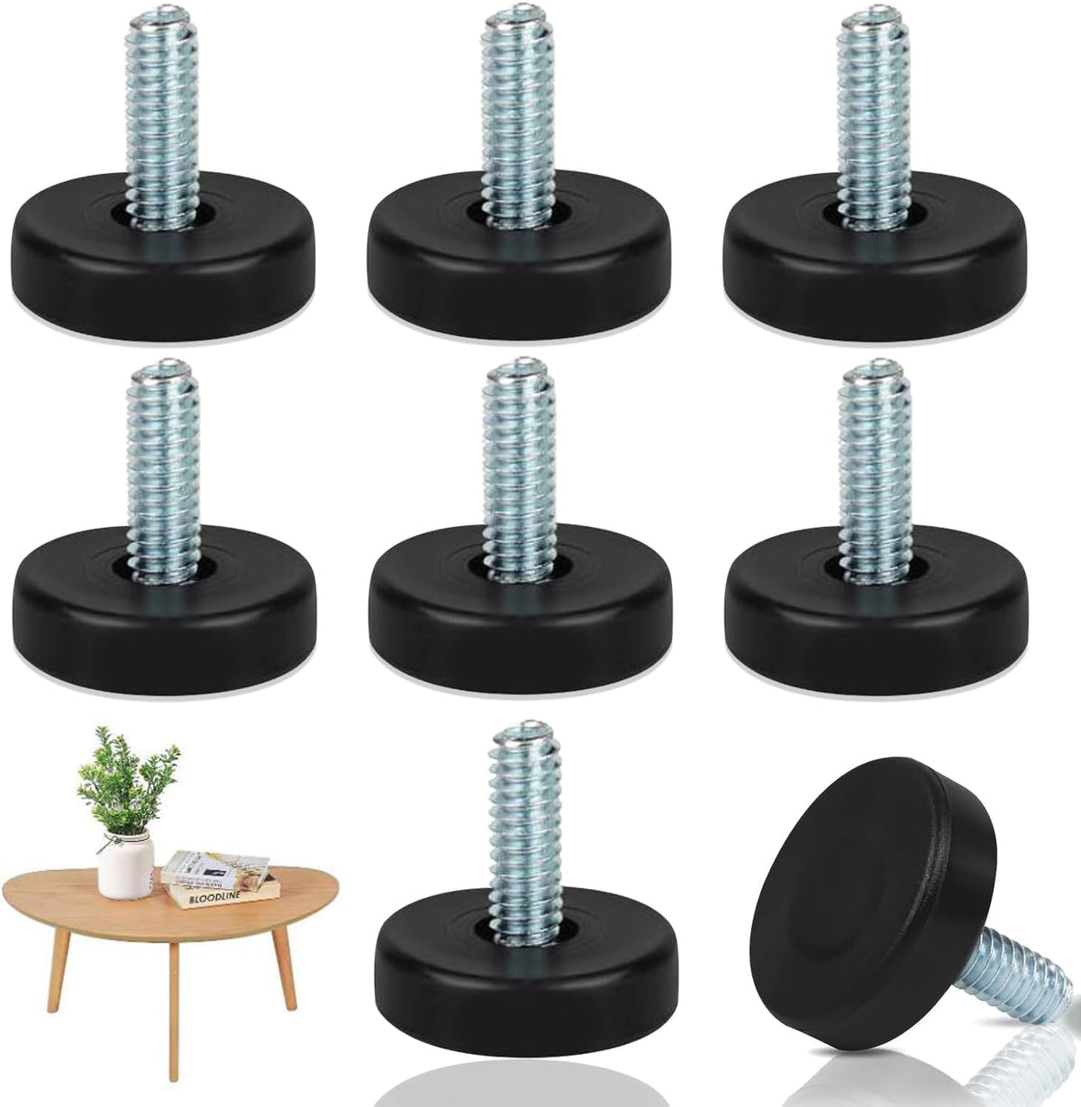 8 PCS Adjustable Furniture Feet Threaded 1/4" Thread E5312