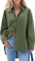 Button Down Shirts Long Sleeve Blouses with Pocket Q3505