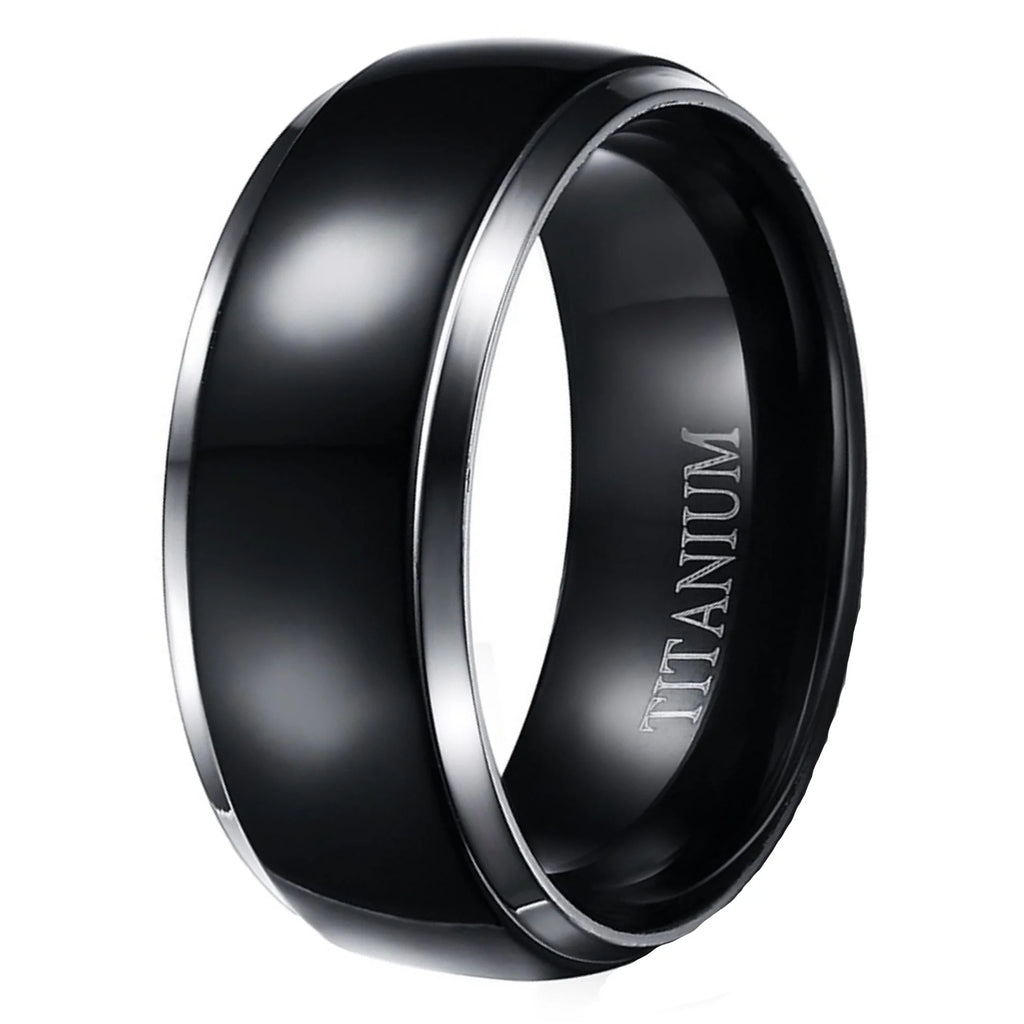 3 Piece Sterling Silver Black Titanium Wedding Band Engagement Ring Set Y192485
