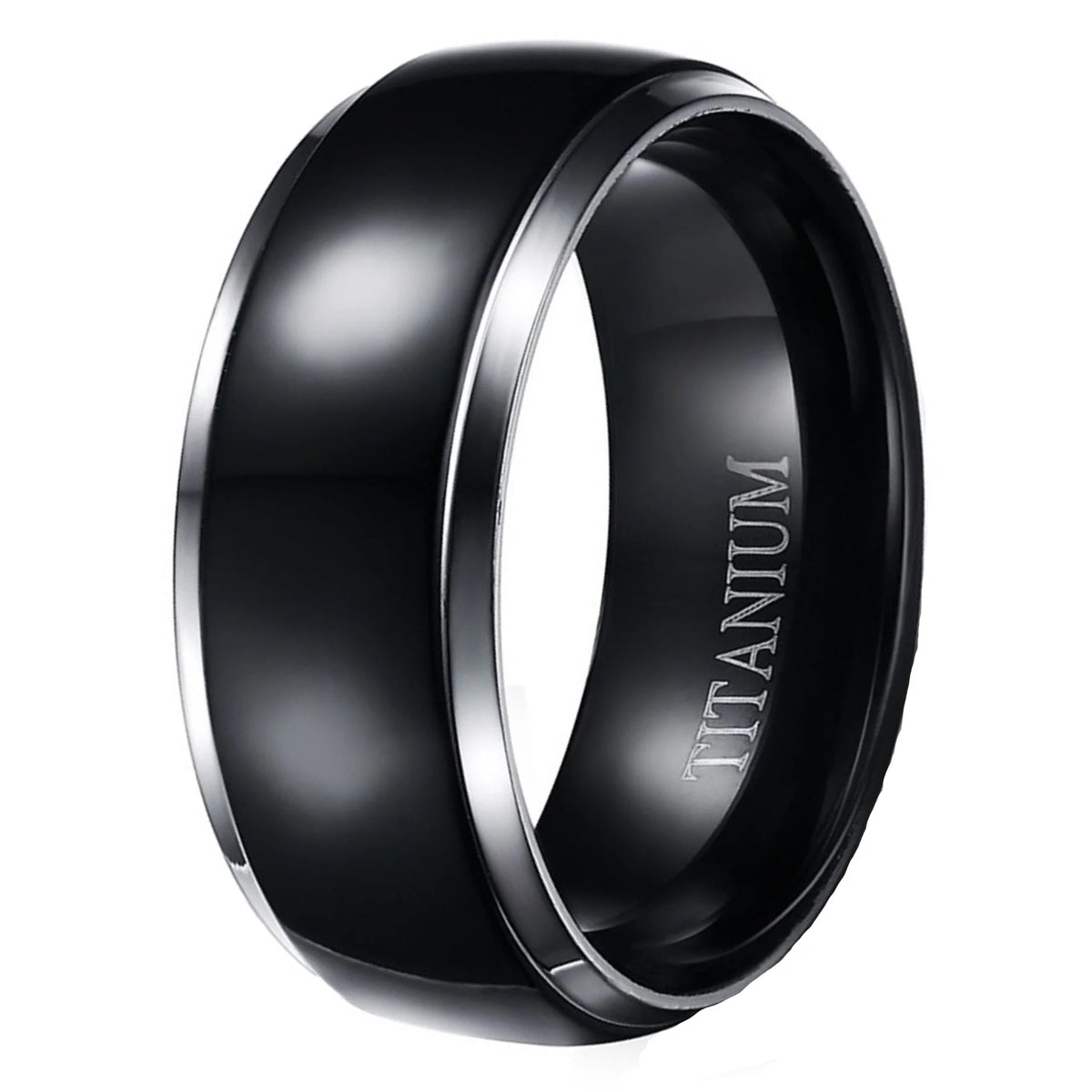 3 Piece Sterling Silver Black Titanium Wedding Band Engagement Ring Set Y192485