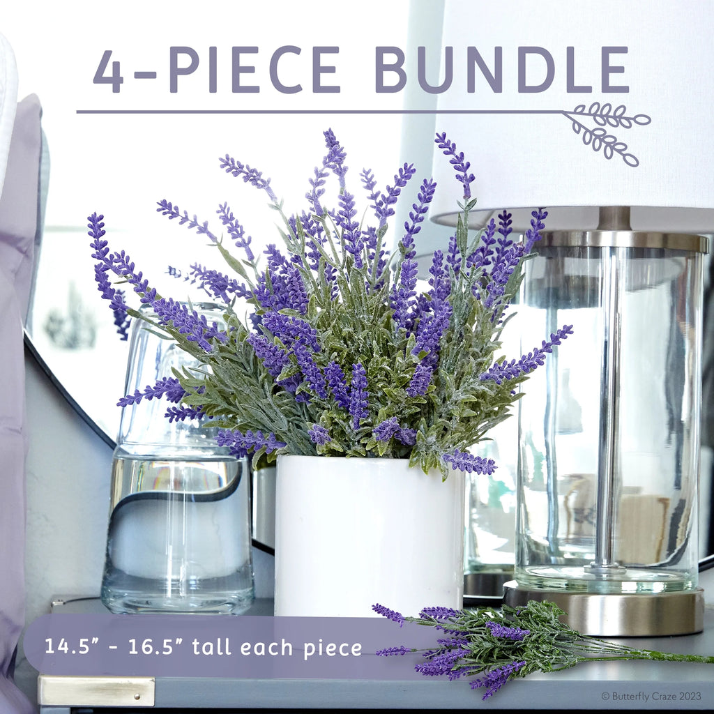 Artificial Lavender 4-Piece Bundle Faux Silk Plants Z4995