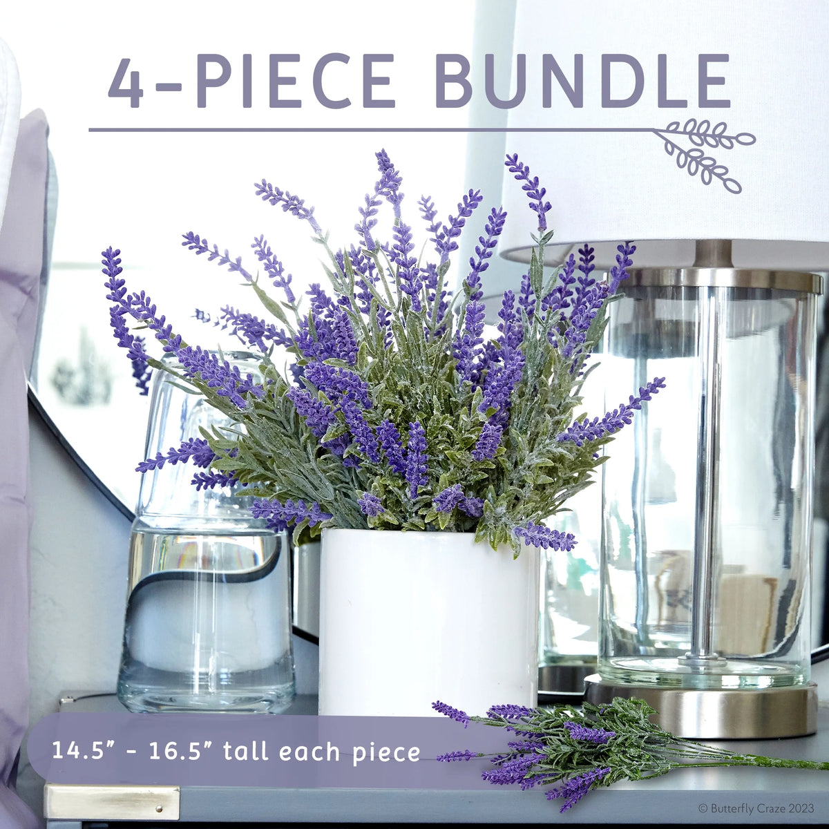 Artificial Lavender 4-Piece Bundle Faux Silk Plants Z4995