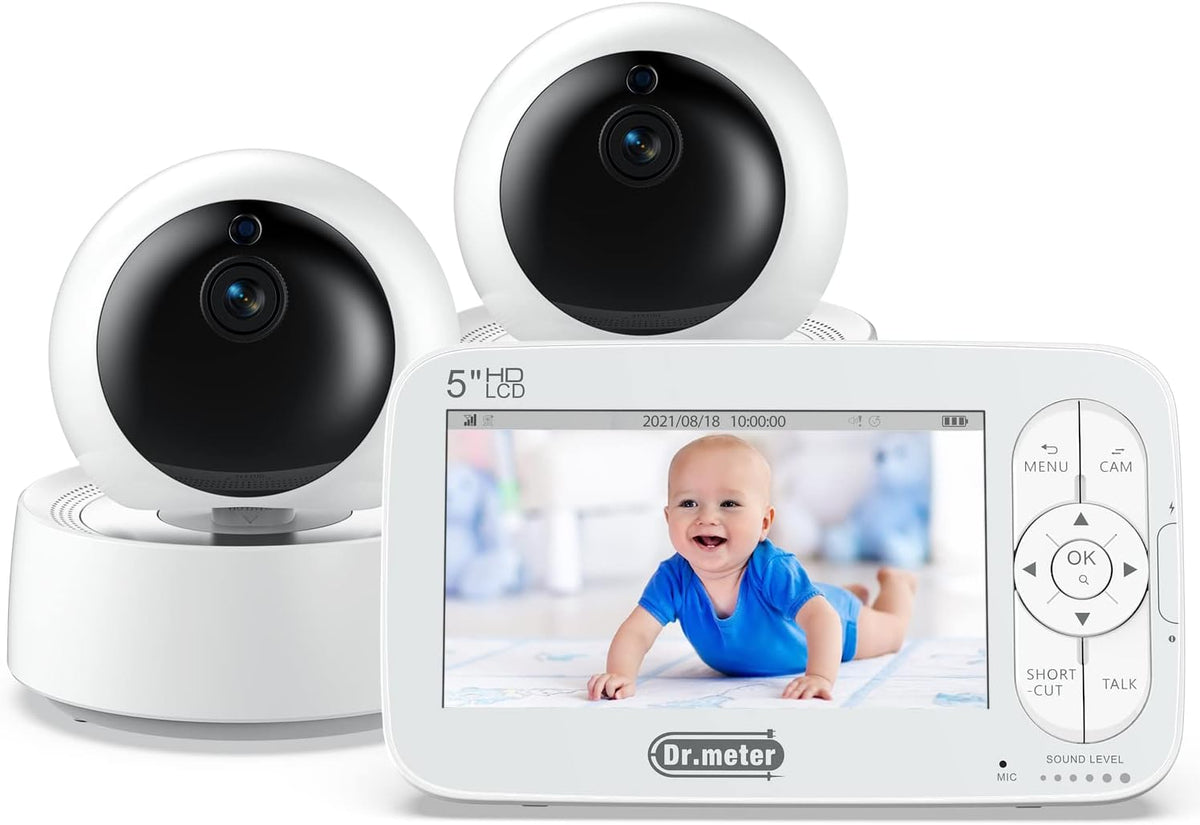 5" 720p HD Baby Monitor with 2 Cameras, 1000ft Range, 2 Way Talk, Room Temperature Sensor X419688
