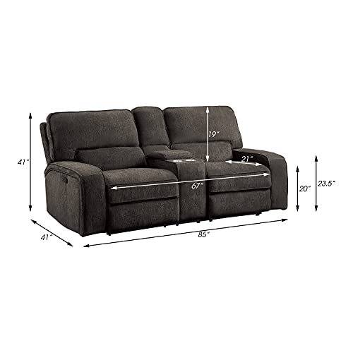 3-Piece Chenille Fabric Manual Reclining Sofa Set, Chocolate G35890