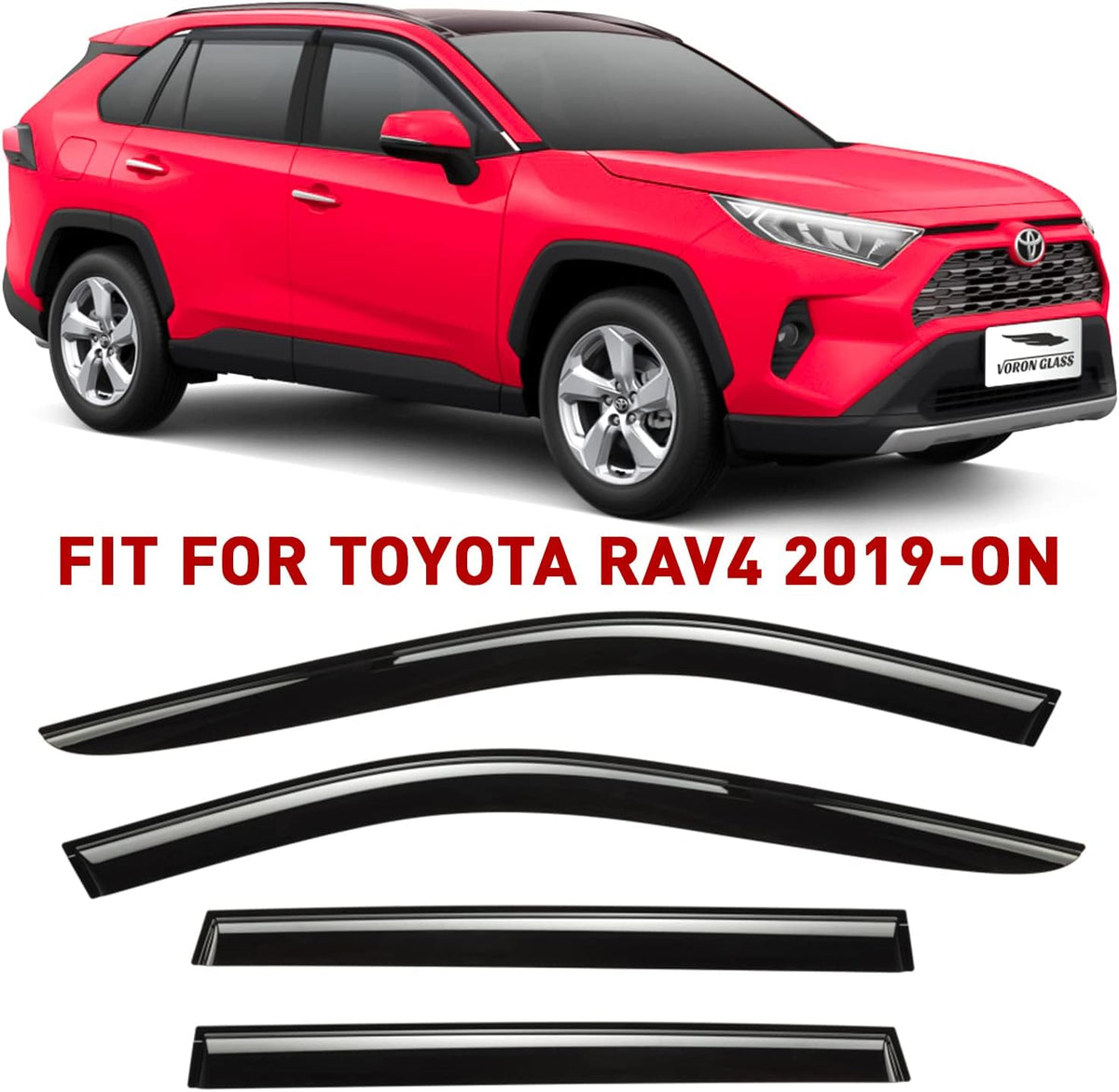 Glass Tape-on Rain Guards for Toyota RAV4 SUV, 4 Pieces K225