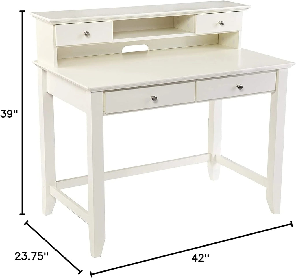 White Secretary Desk with Storage H42374
