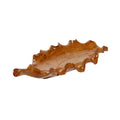 Brown Teak Wood Handmade Live Edge Leaf Tray N22506