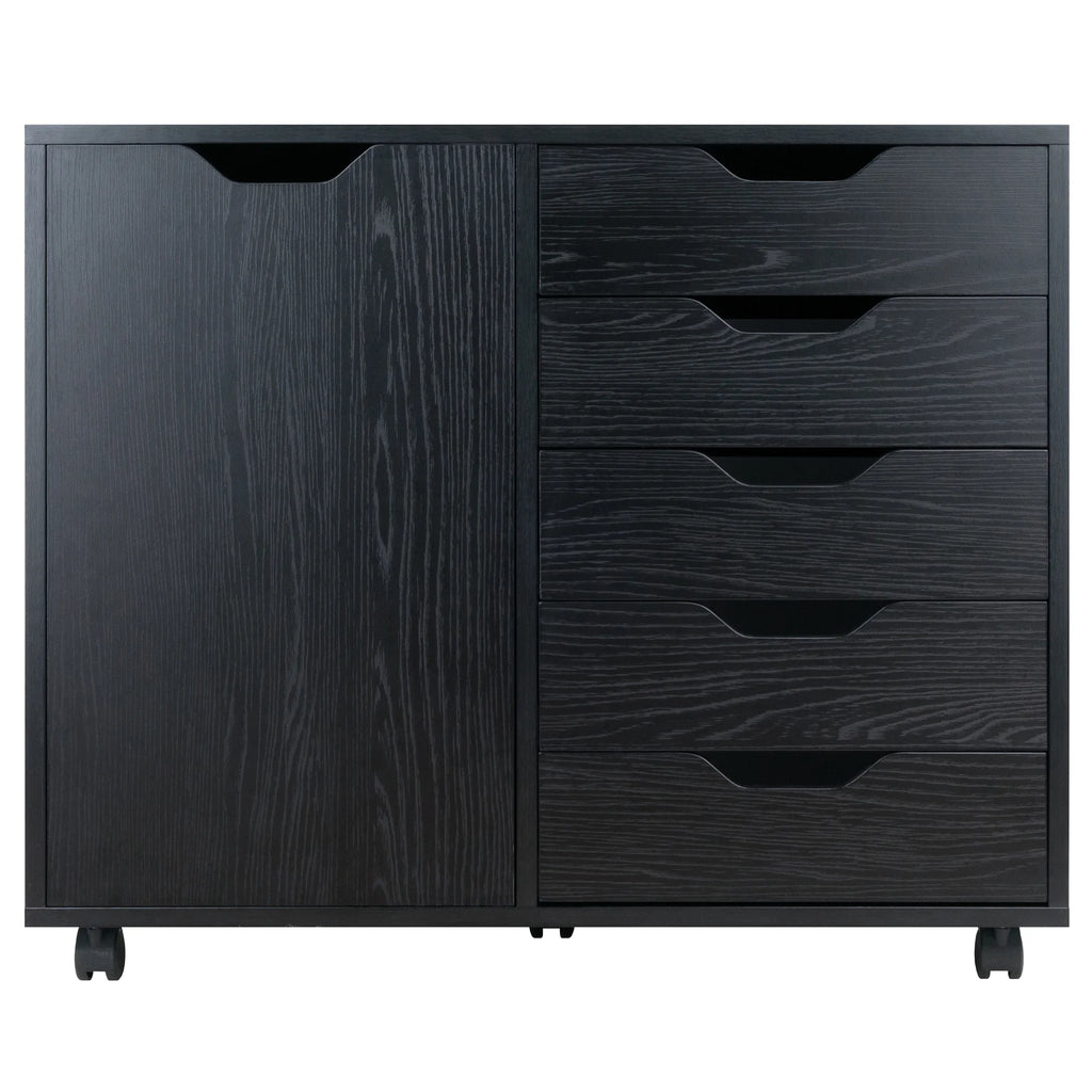 Black Rectangular Cabinet with Multi-Drawer B793397