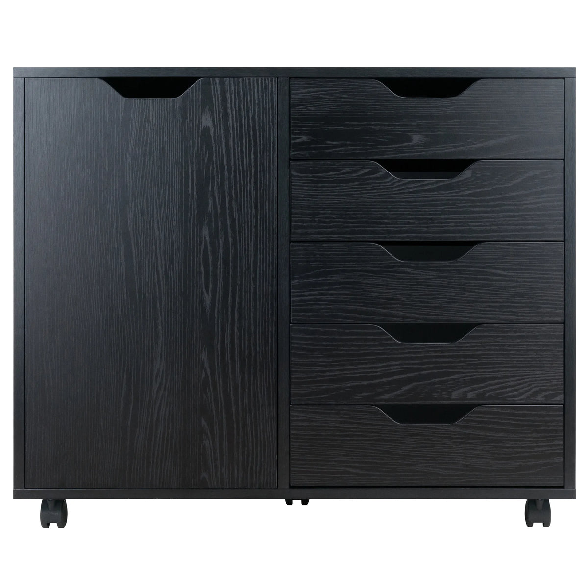 Black Rectangular Cabinet with Multi-Drawer B793397