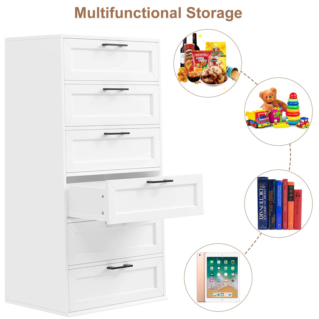 White 6 Drawer Tall Dresser K9530
