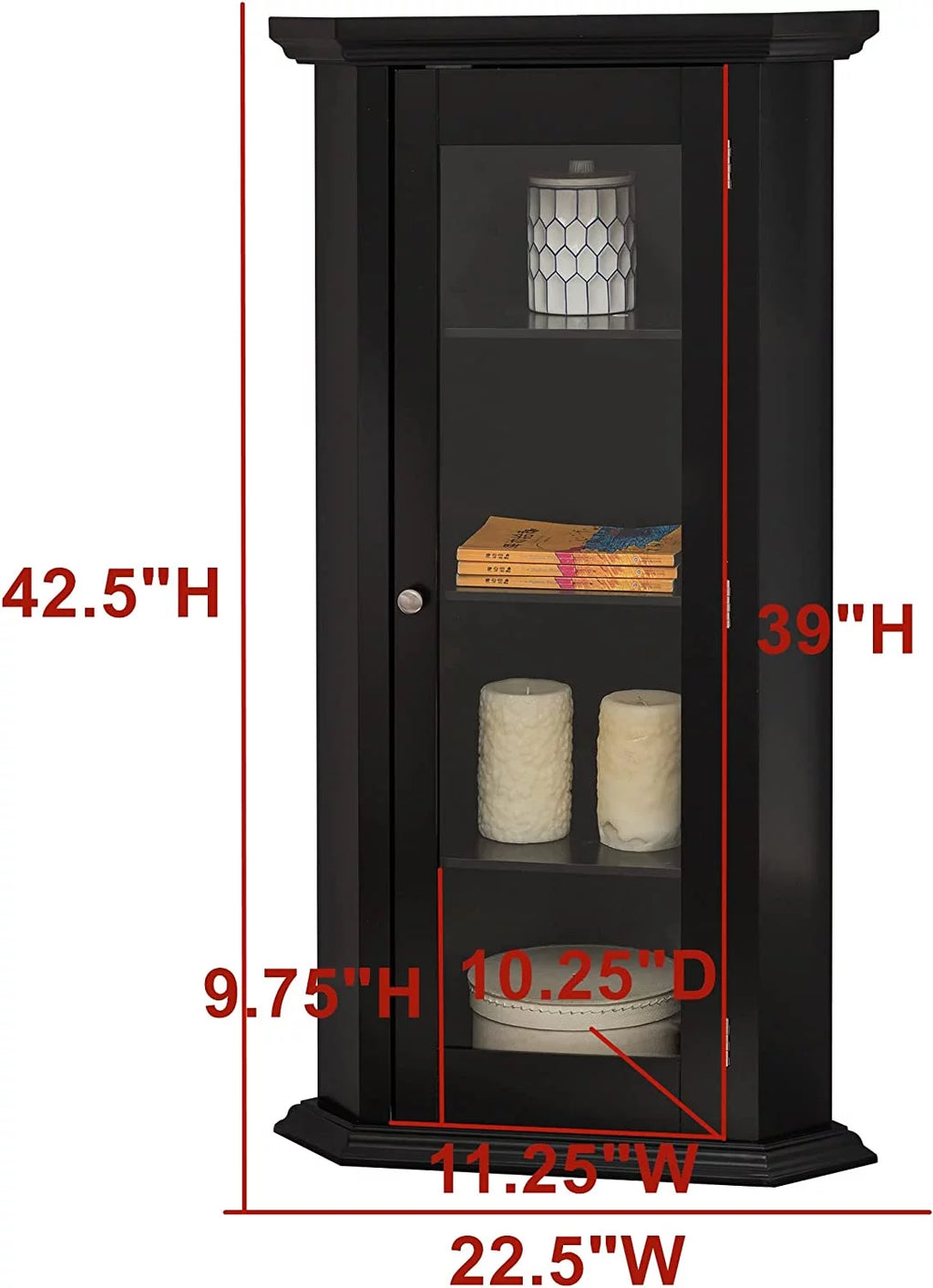 Black Corner Accent Display Wood Curio Cabinet N670