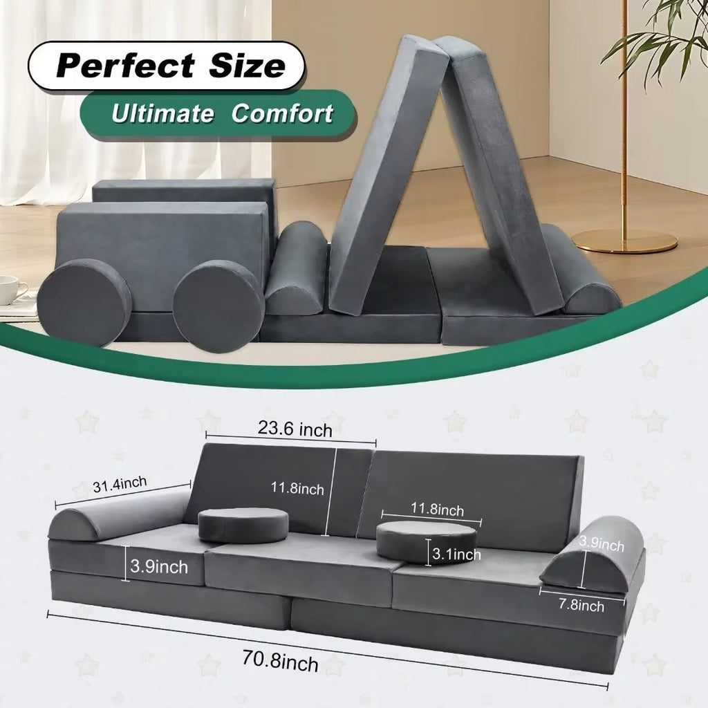 Gray 10 Pcs Kids Play Sofa X86068
