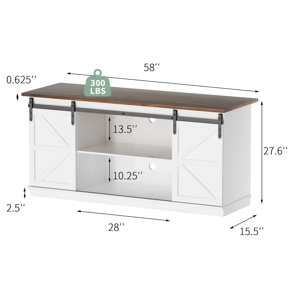 White Sliding Barn Door TV Stand J753077