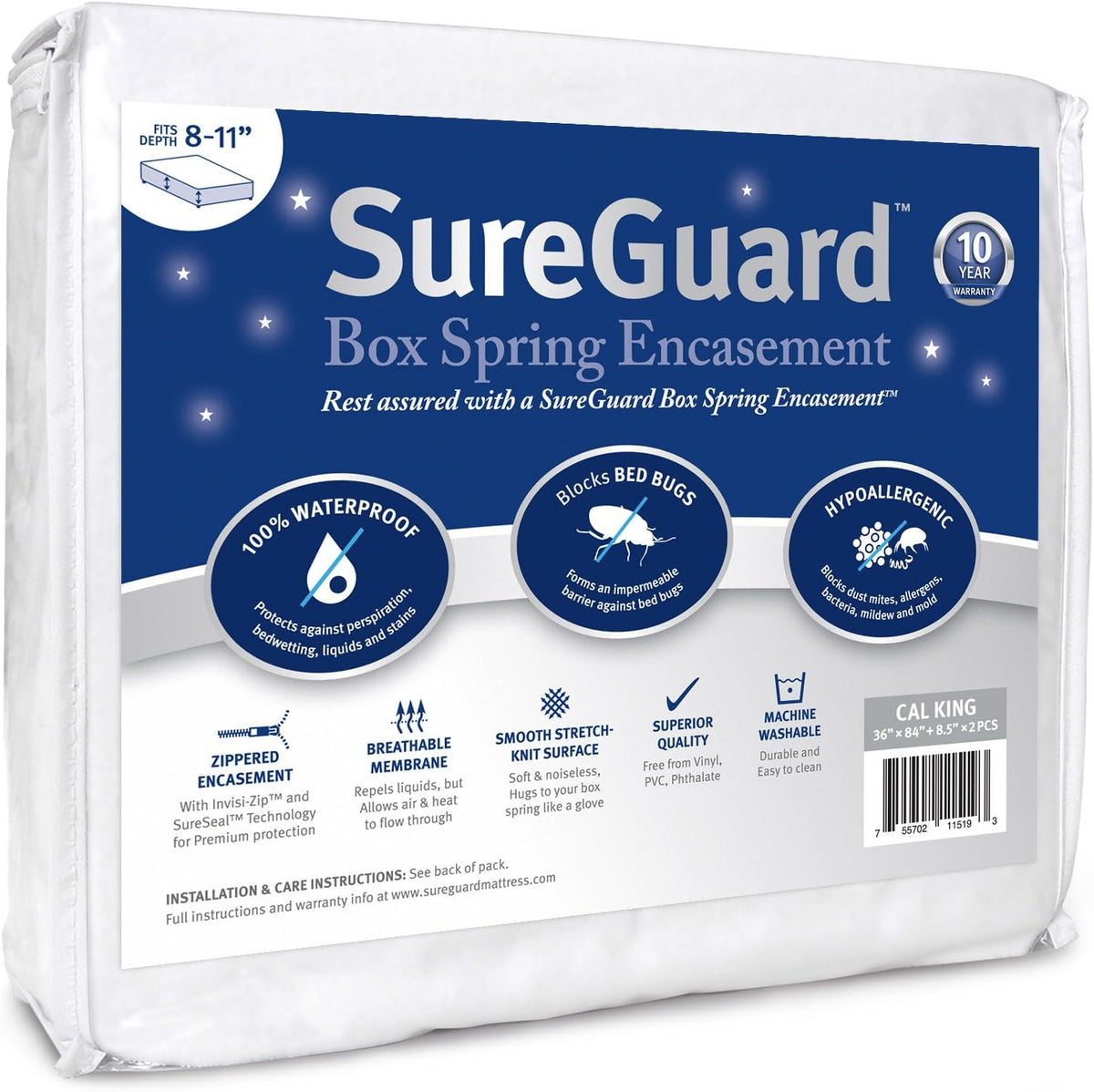 Full Size Waterproof Zippered Box Spring Encasement X373481