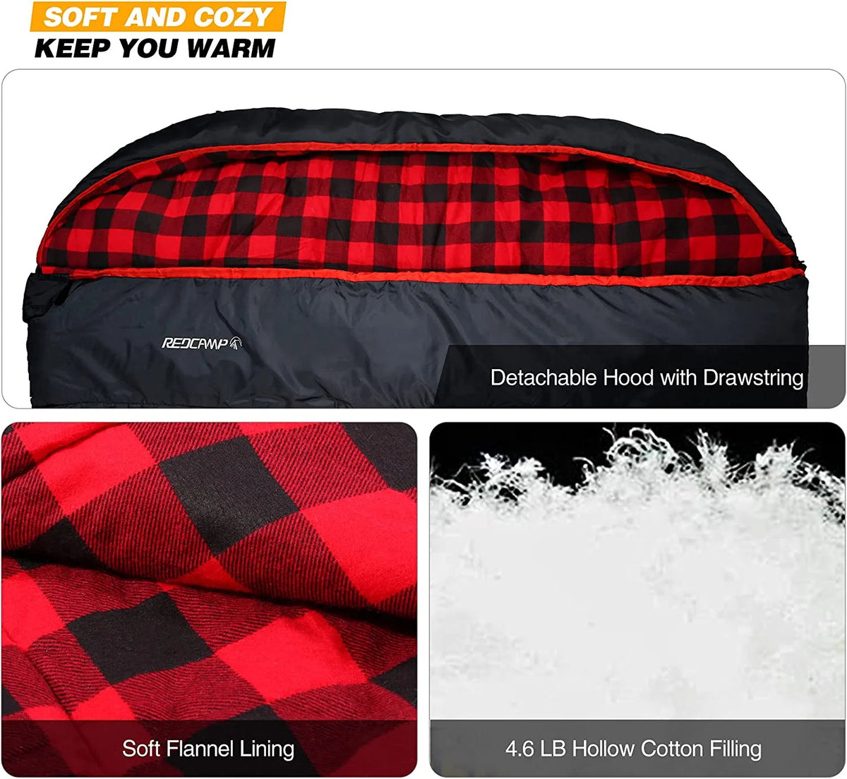 Cotton Double Sleeping Bag, Queen Size, Black/Navy Blue D26572