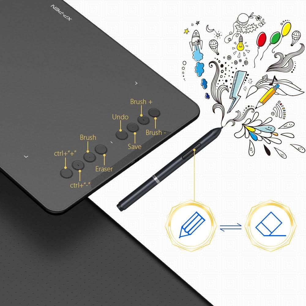 10x6.25 inch Digital Graphics Drawing Tablet with Battery-Free Stylus W671841