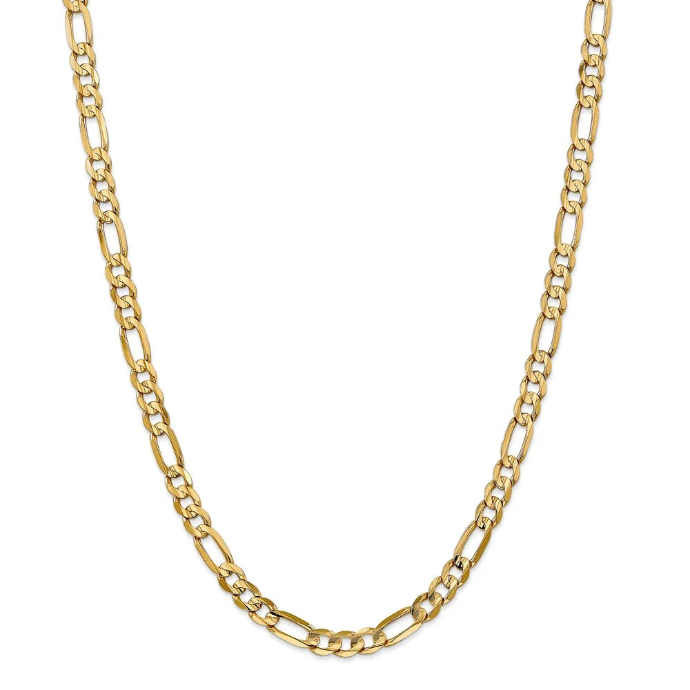14kt Yellow Gold 6mm Open Figaro Chain 18 inch Lobster Clasp B681010